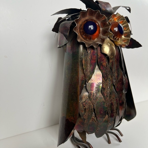 MCM Brutalist Owl Vintage 1970 Curtis Jere Style Sheetmetal Welded Collectible - Picture 3 of 10